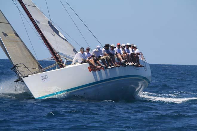 Robert Alder and Bill Bailey’s Cookson 12, Occasional Coarse Language One on the race track in Coffs Harbour © Damian Devine